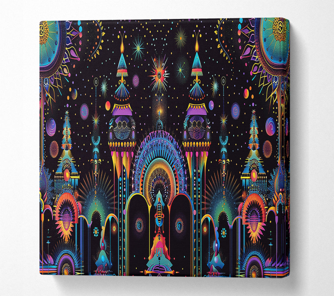  A Canvas Print of Neon Cityscape Dreamscape Canvas Print
