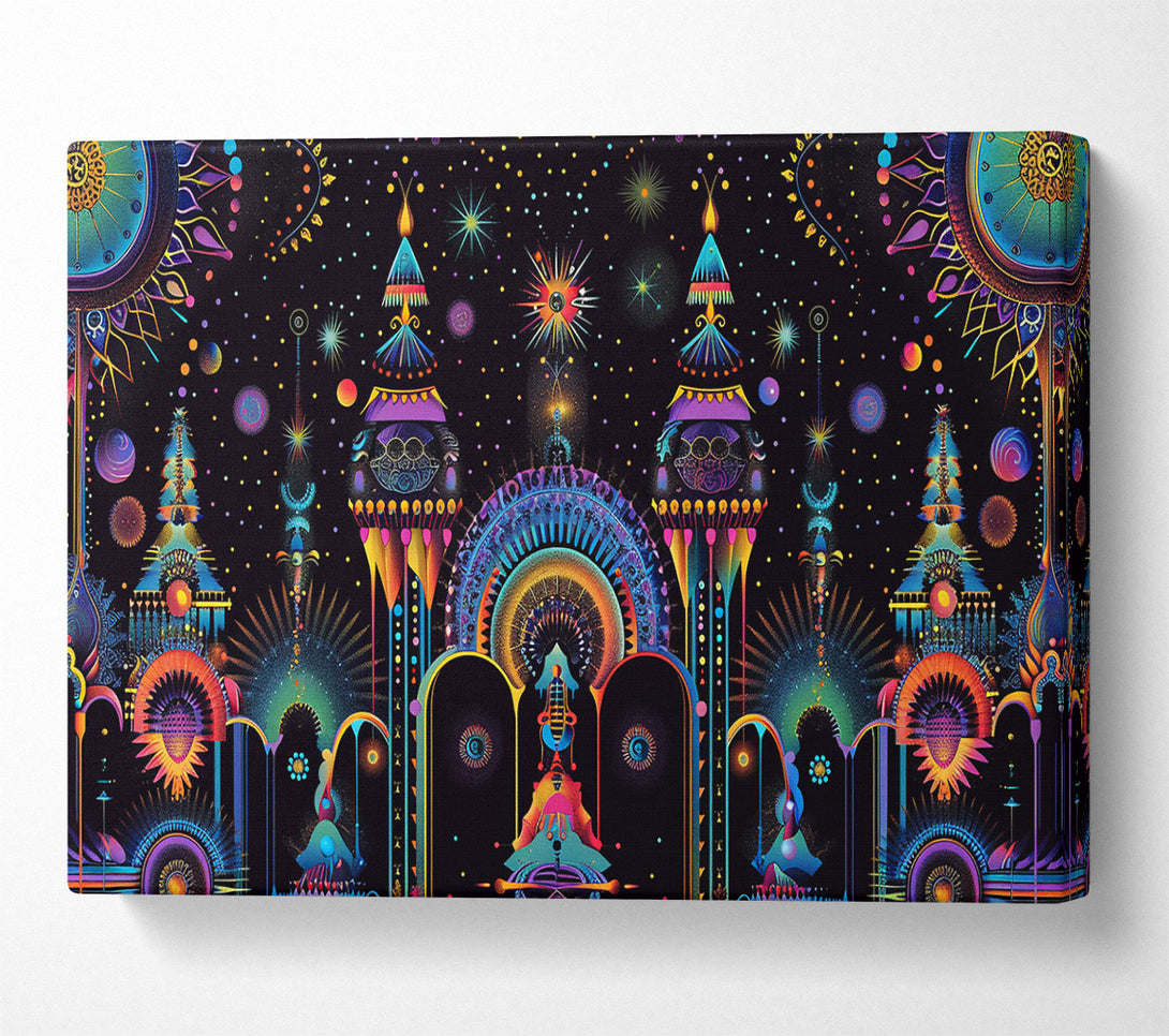  A Canvas Print of Neon Cityscape Dreamscape Canvas Print
