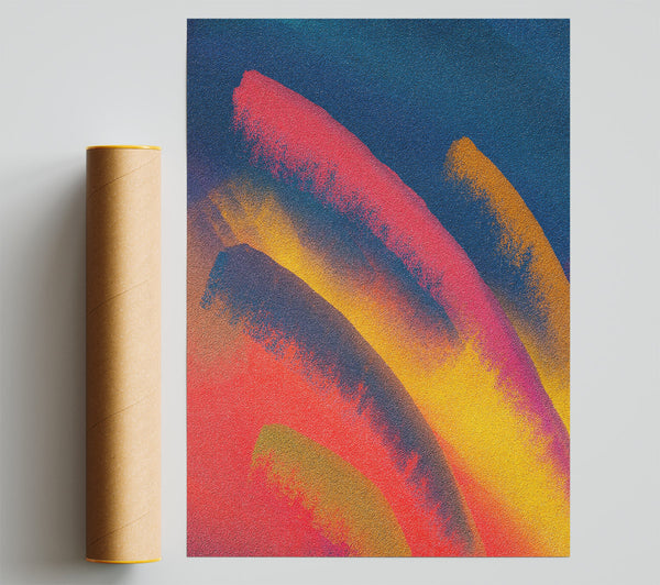 Crimson Curved Strokes Giclee Print