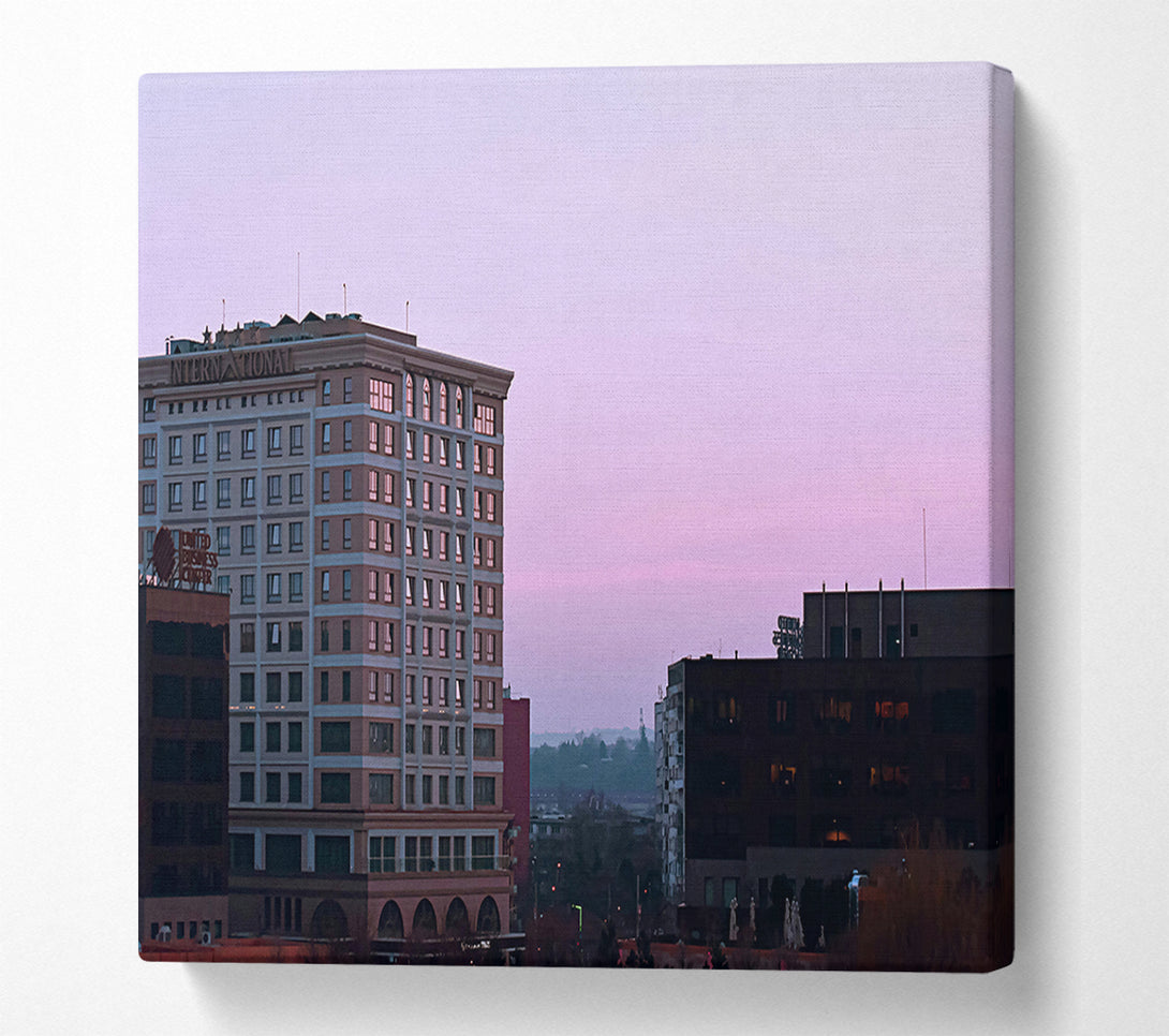  A Canvas Print of Pink City Skyline Canvas Art