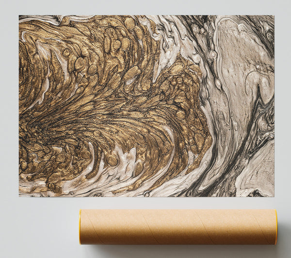 Golden Liquid Swirls Giclee Print