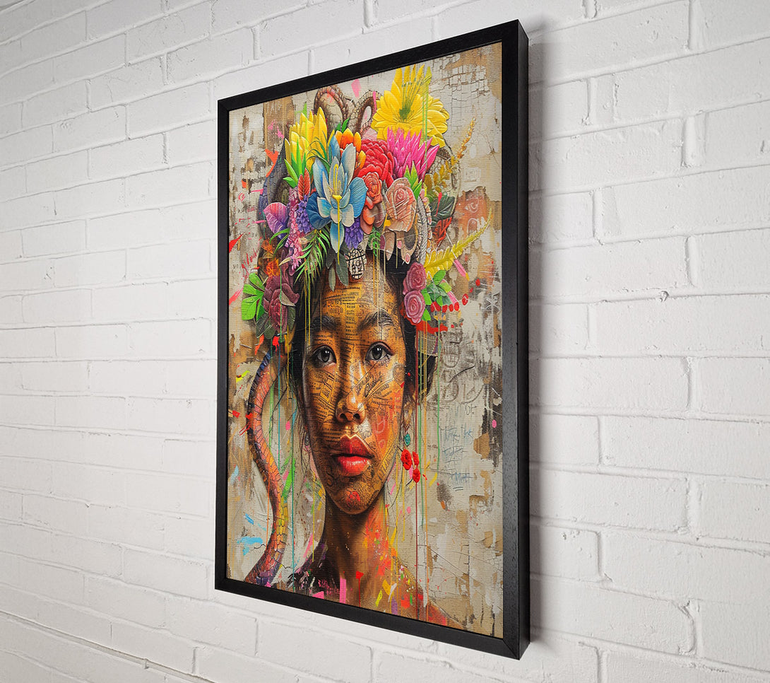  A Canvas Print of Cambodian Woman Flowers Canvas Wall Art