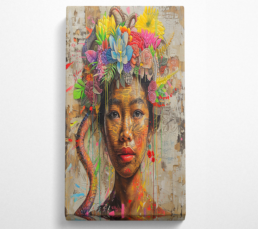  A Canvas Print of Cambodian Woman Flowers Canvas Wall Art