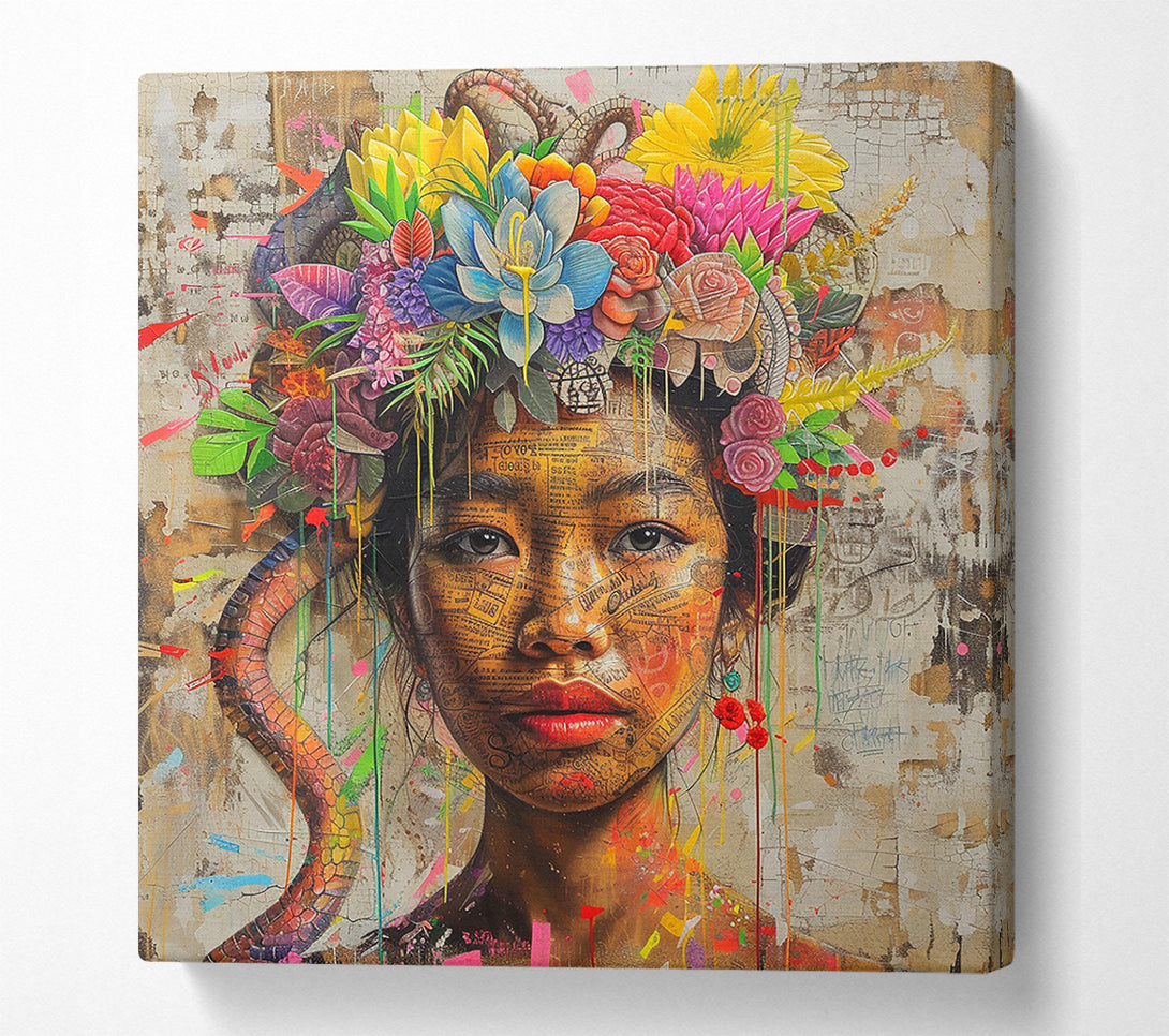  A Canvas Print of Cambodian Woman Flowers Canvas Wall Art