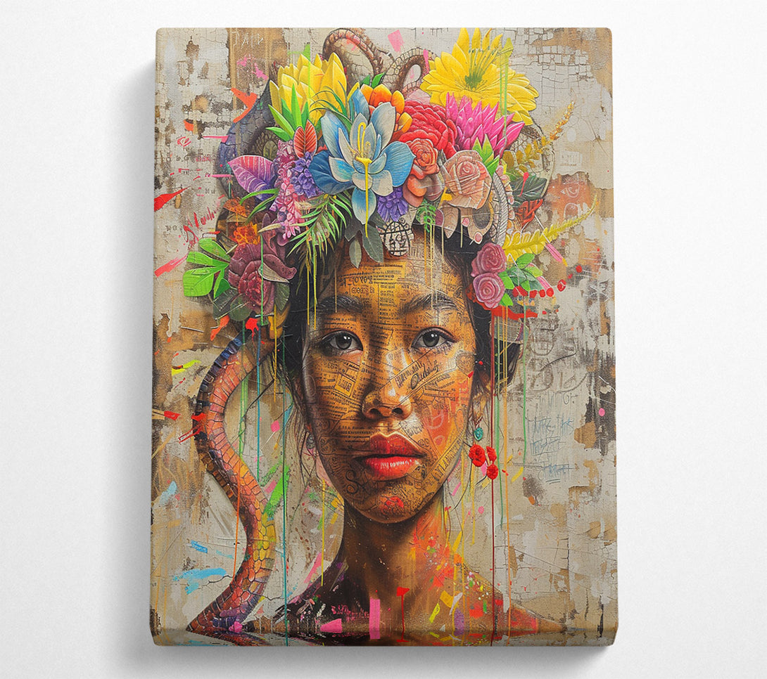  A Canvas Print of Cambodian Woman Flowers Canvas Wall Art
