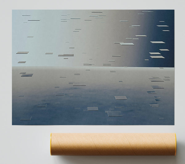 Blue Falling Squares Print
