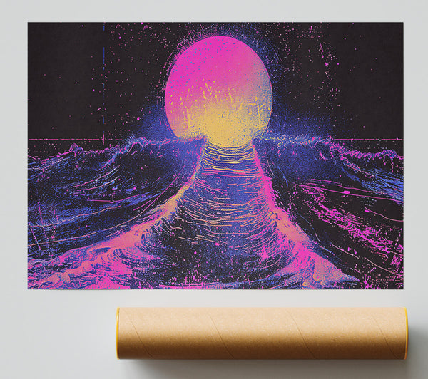 Pink Glitch Horizon Print