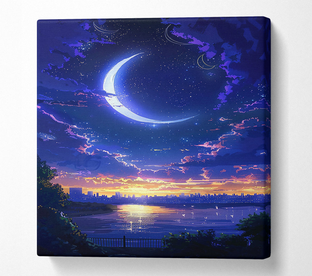  A Canvas Print of Indigo Crescent Skyline Canvas Print