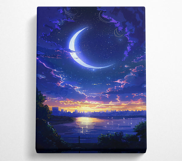  A Canvas Print of Indigo Crescent Skyline Canvas Print