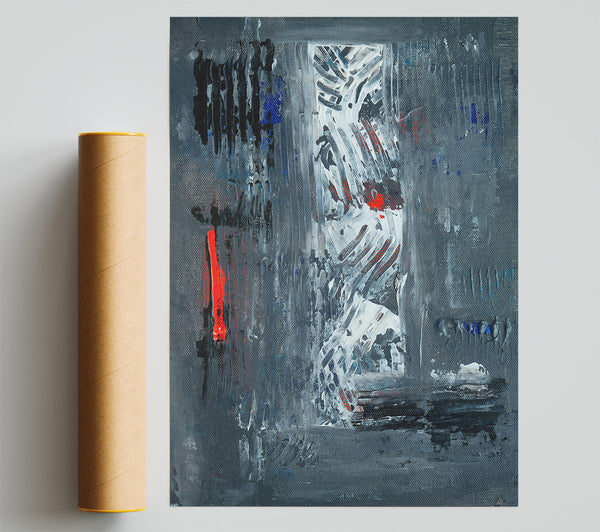 Grey And White Abstract Poster