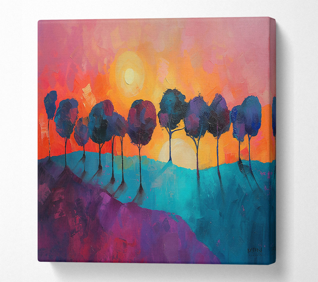  A Canvas Print of Teal Sunset Landscape Canvas Print