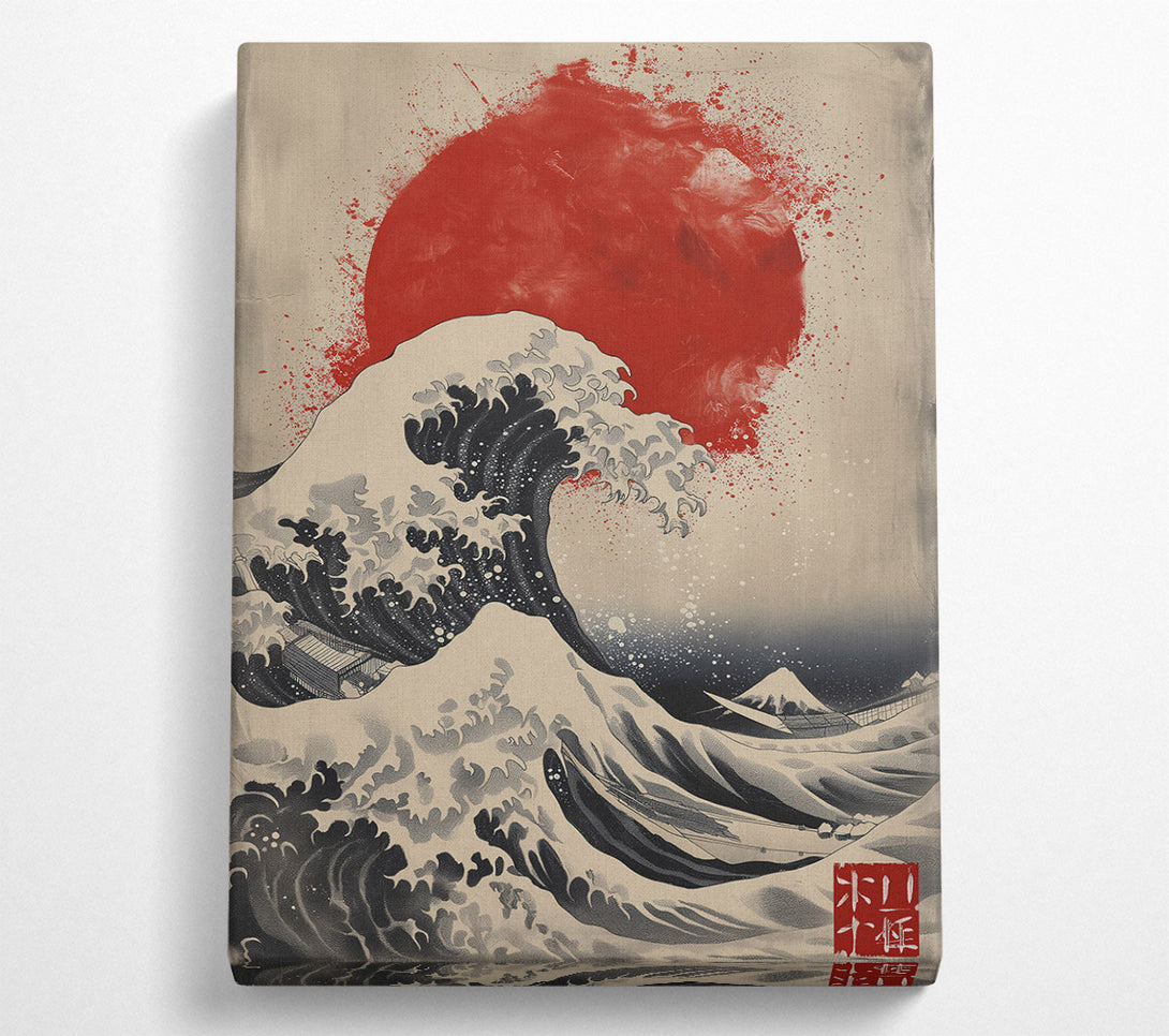 A Canvas Print of Crimson Wave Crashing Canvas Art