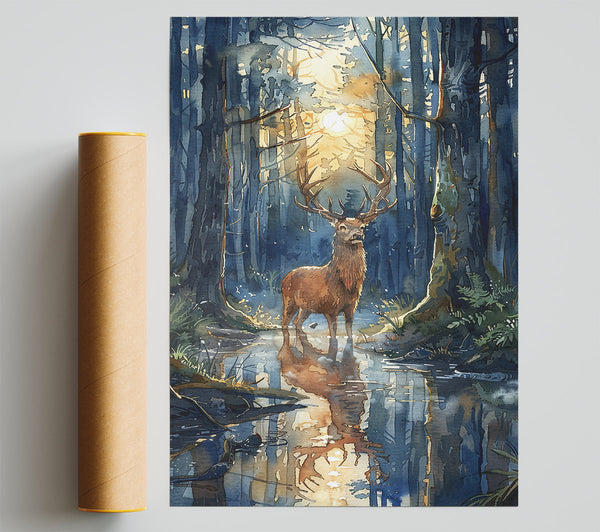 Blue Forest Reflection Poster