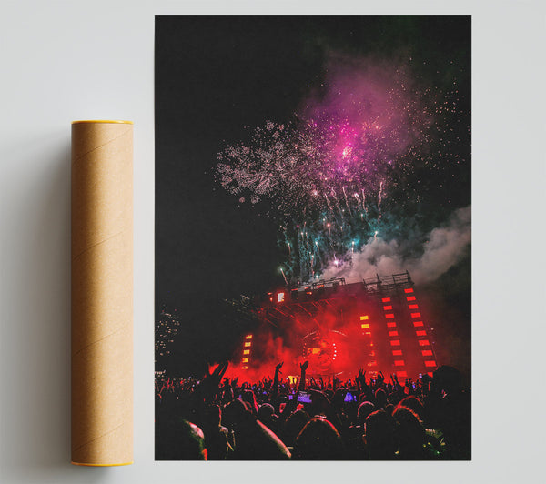 Red Sky Fireworks Show Poster
