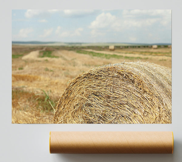Golden Hay Roll Giclee Print