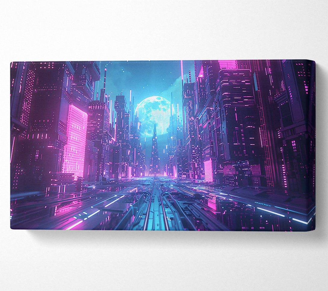  A Canvas Print of Pink Neon Cityscape Canvas Print