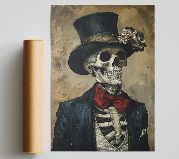 The Blue Bowtie Skeleton Giclee Print
