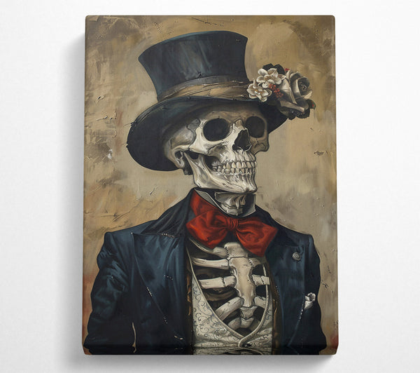  A Canvas Print of The Blue Bowtie Skeleton Canvas Art