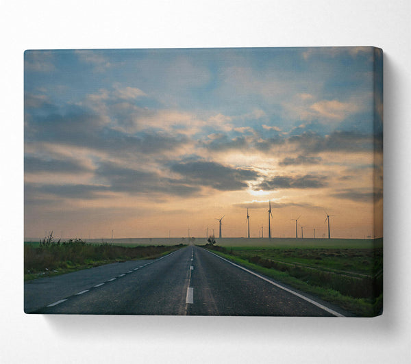  A Canvas Print of Golden Windmills Road Canvas Wall Art