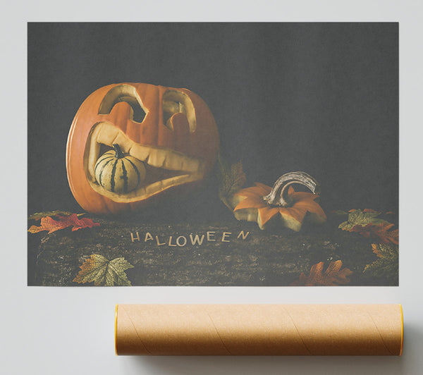 Orange Pumpkin Grin Print