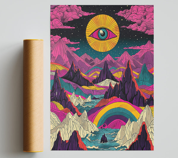 Pink Cosmic Landscape Poster