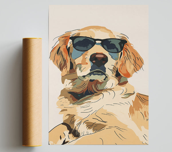 Golden Cool Dog Giclee Print