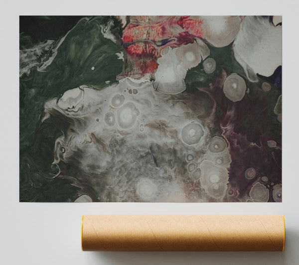 White And Green Swirls Poster