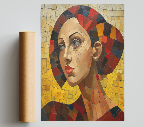 Golden Mosaic Woman Print