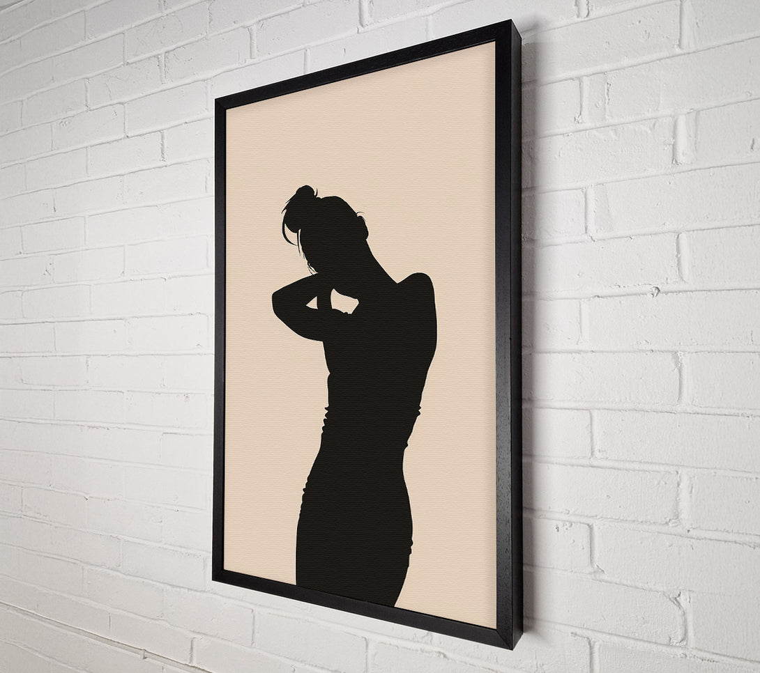  A Canvas Print of Black Silhouette On Beige Canvas Wall Art