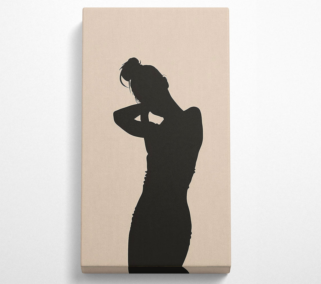  A Canvas Print of Black Silhouette On Beige Canvas Wall Art