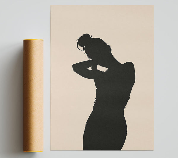 Black Silhouette On Beige Print