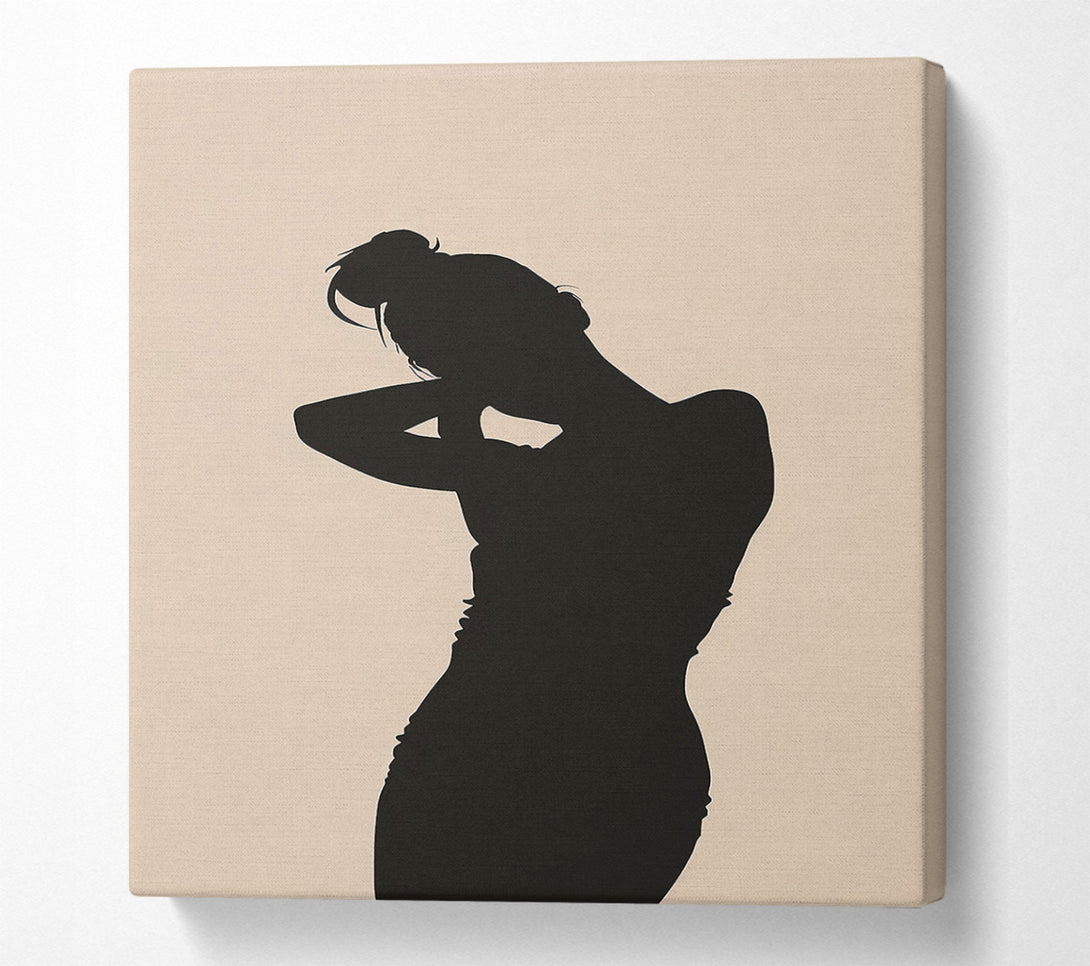  A Canvas Print of Black Silhouette On Beige Canvas Wall Art