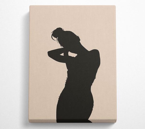  A Canvas Print of Black Silhouette On Beige Canvas Wall Art