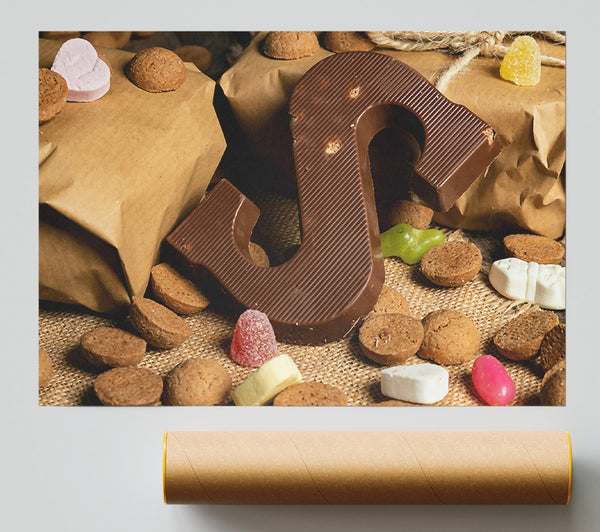 Brown Chocolate Letter S Print