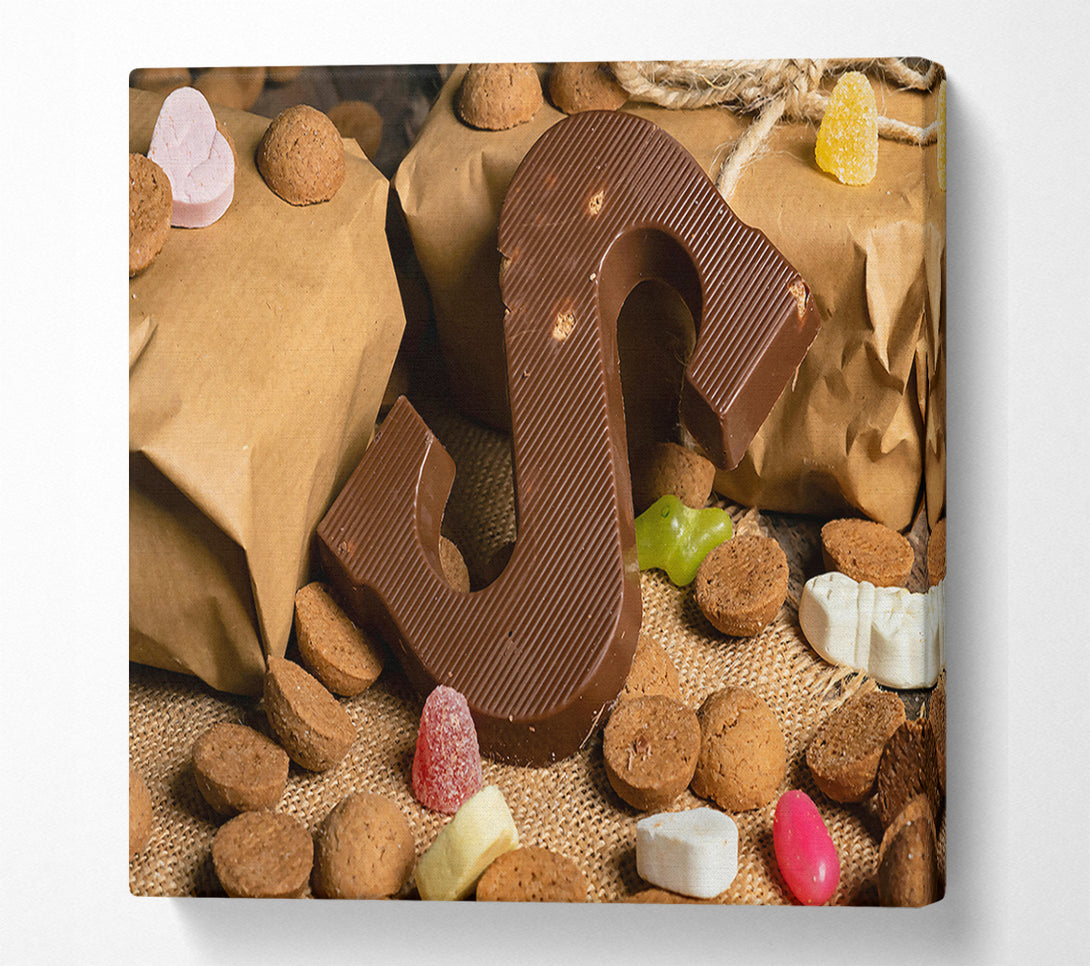  A Canvas Print of Brown Chocolate Letter S Canvas Wall Art