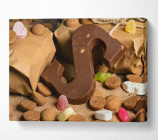  A Canvas Print of Brown Chocolate Letter S Canvas Wall Art