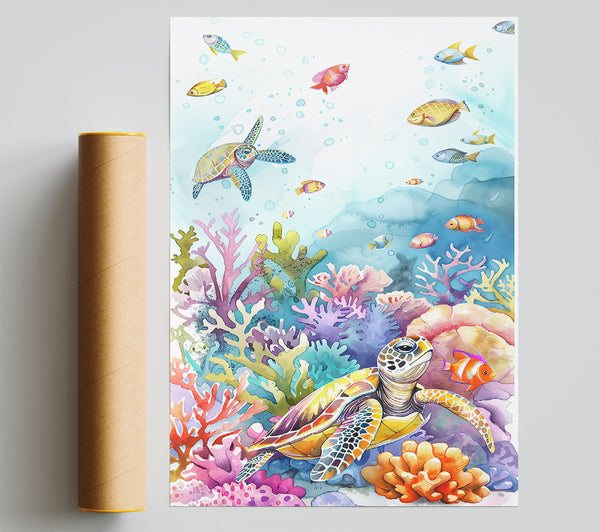 Coral Reef Turtle Dream Poster