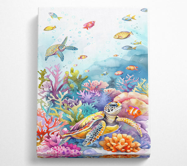  A Canvas Print of Coral Reef Turtle Dream Canvas Print