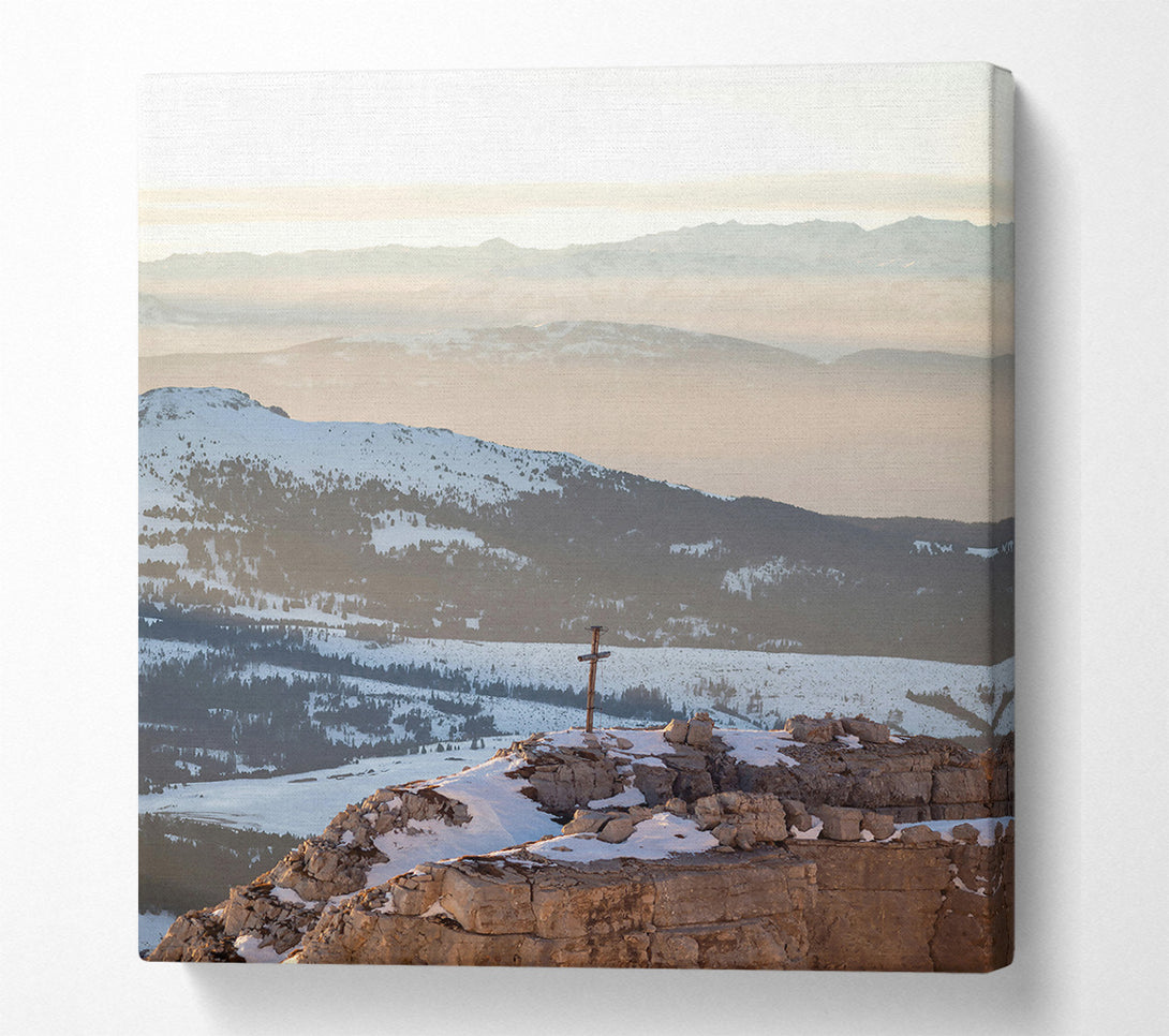  A Canvas Print of Golden Summit Cross Canvas Wall Art