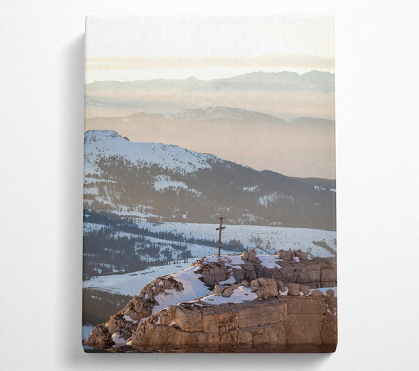  A Canvas Print of Golden Summit Cross Canvas Wall Art