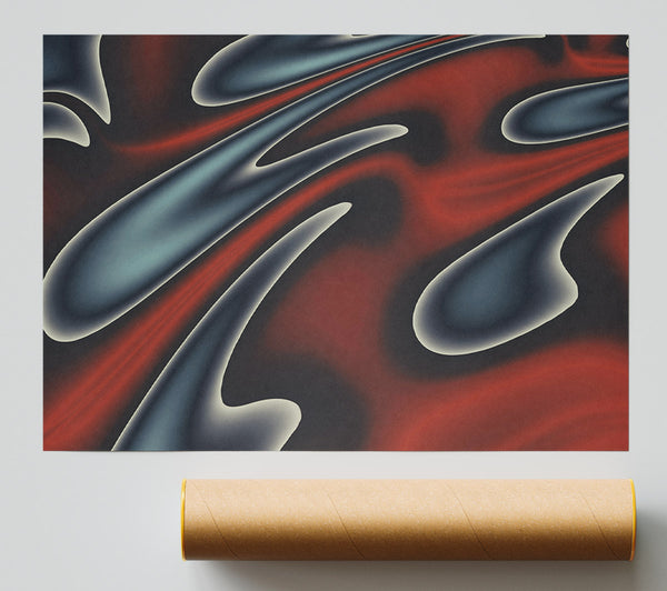 Crimson Swirling Shapes Poster