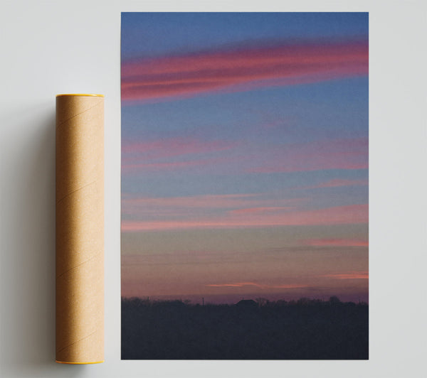 Pink Horizon Silhouette Print