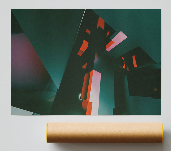 Emerald Geometric Echoes Poster