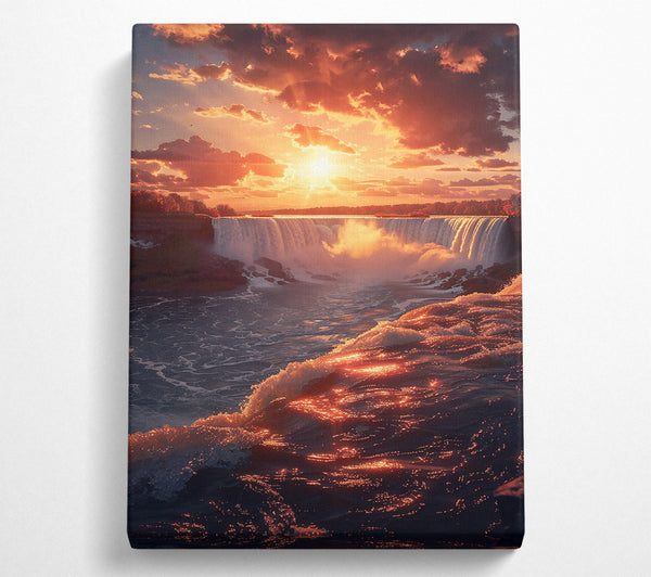  A Canvas Print of Golden Falls Sunset Canvas Art