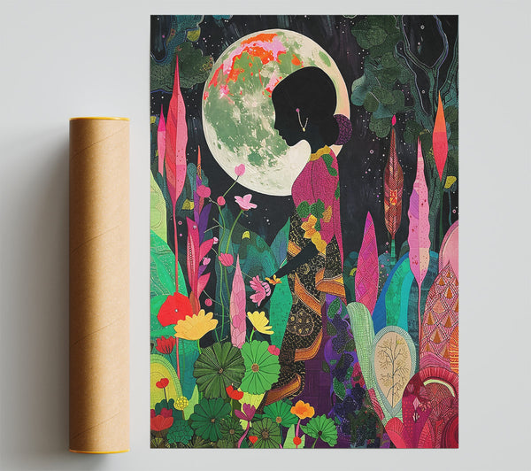 Green Moon Garden Poster