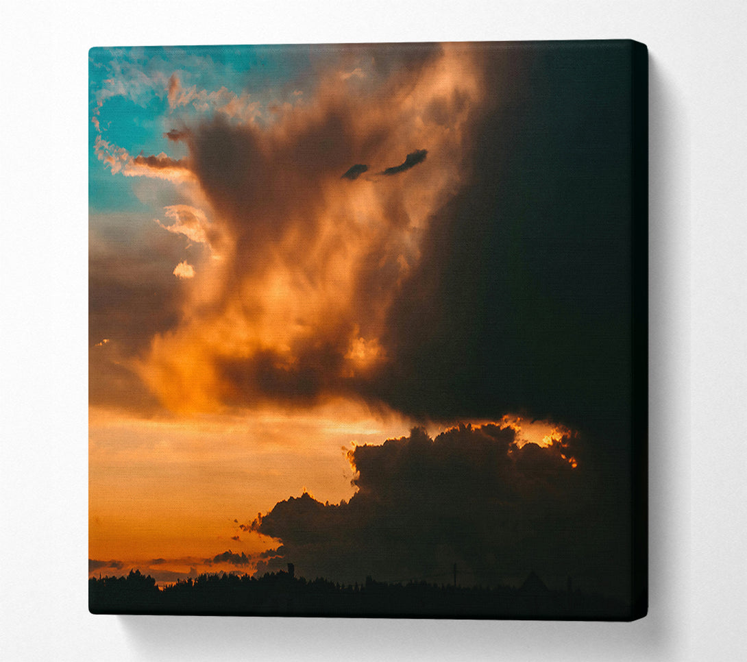  A Canvas Print of Orange Sunset Clouds Canvas Art