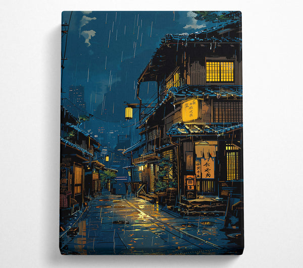  A Canvas Print of Blue Neon Rain Canvas Print
