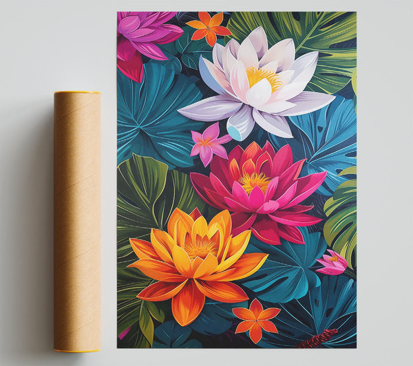 Orange Tropical Bloom Giclee Print