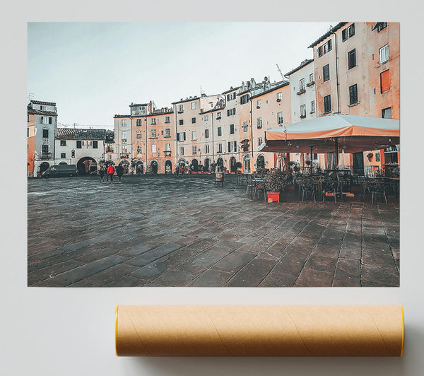 Pale Orange Piazza Poster