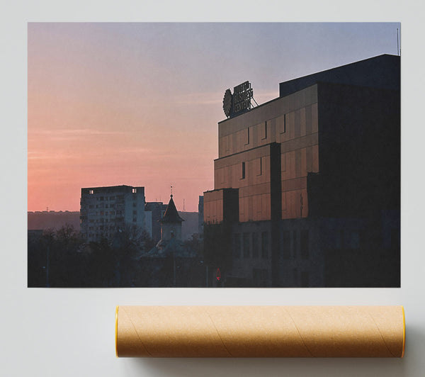 Pink Sky Business Center Giclee Print